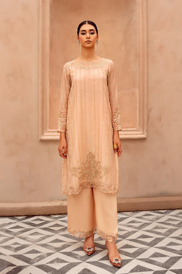 2PC - Embroidered Cotton Net Suit
