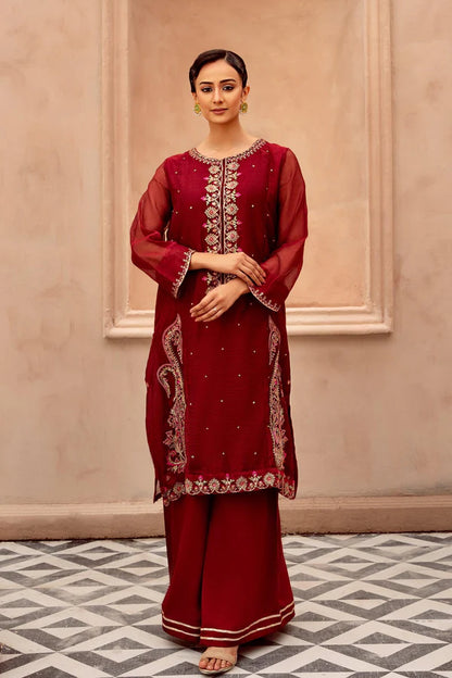 2PC - Embroidered Cotton Net